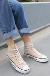 Tomiross Unısex Bej Garantili Ortopedik Keten Günlük Kullanım Bilekli Sneaker Ayakkabı LAKERS-8467 - 2