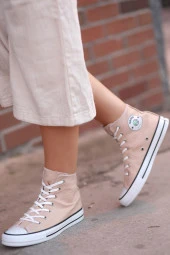 Tomiross Unısex Bej Garantili Ortopedik Keten Günlük Kullanım Bilekli Sneaker Ayakkabı LAKERS-8467 - 3