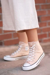 Tomiross Unısex Bej Garantili Ortopedik Keten Günlük Kullanım Bilekli Sneaker Ayakkabı LAKERS-8467 - 6