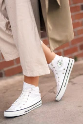 Tomiross Unısex Beyaz Garantili Ortopedik Keten Günlük Kullanım Bilekli Sneaker Ayakkabı LAKERS-8467 - 4