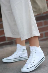 Tomiross Unısex Beyaz Garantili Ortopedik Keten Günlük Kullanım Bilekli Sneaker Ayakkabı LAKERS-8467 - 6