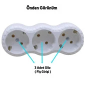 Golyat Topraklı 3 Lü Çoklu Grup Priz Çoğaltma Üçlü Fiş Piriz - 3