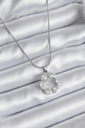 316L Çelik Gümüş Renk Zirkon Taşlı Kadın Kolye thumbnail 1