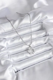 316L Çelik Gümüş Renk Zirkon Taşlı Kadın Kolye thumbnail 2