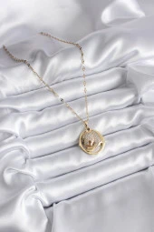 316L Çelik Gold Renk Zirkon Taşlı Puma Model Kadın Kolye thumbnail 2