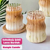 2li Sukabağı Şekli Latte Bardak Seti İskandinav Tarz Cam Bardak Kahve Kokteyl Sunum Bardağı 500ml thumbnail 2