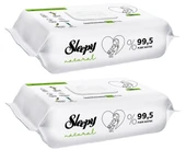 Sleepy Islak Havlu Mendil 90 Yaprak Natural Yenidoğan 2 Li Set 180 Yaprak Plastik Kapaklı - 1