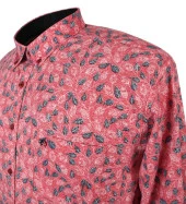 Büyük Beden Likralı Erkek Gömlek Uzun Kol Nar - 3