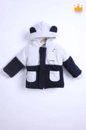 Babyhola 2.5 Tog Panda Kulaklı Kapşonlu Pamuk Astar Bebek Çocuk Polar Kaban 14140 - 1