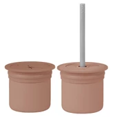 OiOi Ham+Hüp Pipetli Silikon Bardak Seti Woody Brown / Powder Grey - 1