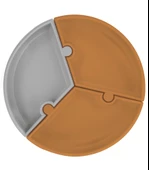 OiOi Puzzle Vakum Tabanlı Silikon Tabak Woody Brown / Powder Grey - 1