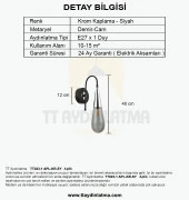 TT Aydınlatma TT023-1-APL-SY-KR  Damla Modeli Krom-Siyah Tekli Aplik - 3