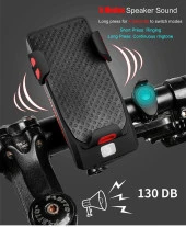 XBYC-6139 Bisiklet 400 Lümen Ön Far + Zil + Telefon Tutucu MAVİ - 3