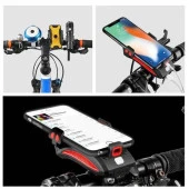 XBYC-6139 Bisiklet 400 Lümen Ön Far + Zil + Telefon Tutucu MAVİ - 5