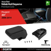 Peugeot 207 ABS için Vidalı Kol Dayama Kolçak Siyah 2006-2014 A+Kalite - 1