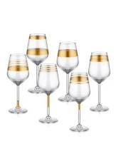 The Mia Lines Şarap Kadehi 6 Lı Set - Gold LINES010 - 1
