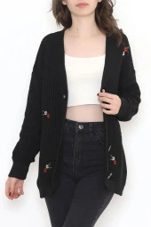 Nakışlı Hırka Siyah - 383.1577. - 3