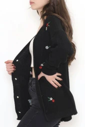 Nakışlı Hırka Siyah - 383.1577. - 5