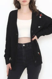 Nakışlı Hırka Siyah - 383.1577. - 8