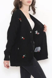 Nakışlı Hırka Siyah - 383.1577. - 10