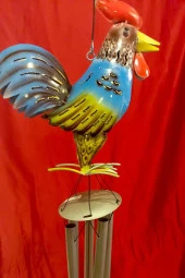 Deprem Çanı Rüzgar Zili Feng Shui Koruyucu Horoz Metal El İşi 5 Beş Metal borulu - 2