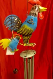 Deprem Çanı Rüzgar Zili Feng Shui Koruyucu Horoz Metal El İşi 5 Beş Metal borulu - 10