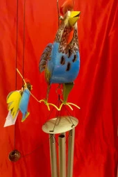 Deprem Çanı Rüzgar Zili Feng Shui Koruyucu Horoz Metal El İşi 5 Beş Metal borulu - 11