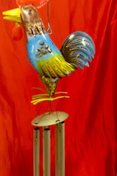 Deprem Çanı Rüzgar Zili Feng Shui Koruyucu Horoz Metal El İşi 5 Beş Metal borulu - 12