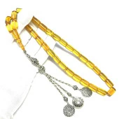 Kesme Model Püsküllü 9-14mm Ateş Sıkma Kehribar Tesbih thumbnail 1