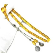 Kesme Model Püsküllü 9-14mm Ateş Sıkma Kehribar Tesbih thumbnail 1