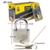 Dark 40 mm Asma Kilit Paslanmaz 3 ANAHTARLI - 2