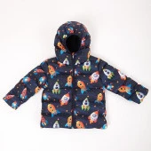 Erkek Çocuk Laci Turuncu Uzay Gemi Desenli Şişme Mont - 1