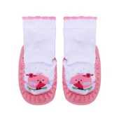 Kız Çocuk Pembe Kuşlu Çarıklı Çorap - 1