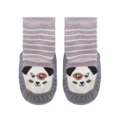 Erkek Çocuk Gri Köpekcik Desenli Çarıklı Çorap - 1