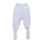 Unisex Bebek Sade Gri Kadife Kendinden Çoraplı Tek Alt - 2