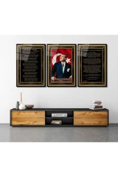 Atatürk Köşesi Triple Miyrem-Cam Tablo - 1