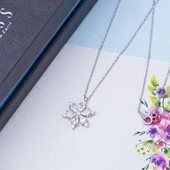 Zirkon Taşlı Lotus Çiçeği Model 925 Ayar Gümüş Kadın Kolye - 2