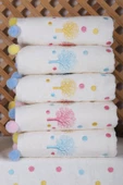6 lı Renkli Ağaç Nakışlı El Yüz Havlu Seti Ponponlu Hediyelik Çeyizlik El Yüz Havlu Takımı 50 x 90 Cm - 1
