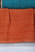 6 lı Renkli El Yüz Pamuklu Jakarlı Havlu Seti Çeyizlik 50 x 90 Cm Platin - 4