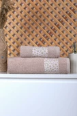 2 Parça Jakarlı Kadın-Erkek Banyo Havlu Takımı Leo 90x150 Cm - 1
