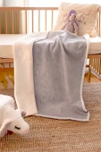 Fluffy Bebek Battaniyesi 80x100 Solid Gri Kundak Puset Çift Taraflı Koyun Tüyü Battaniye 100x80 - 3