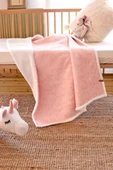 Fluffy Bebek Battaniyesi 80x100 Solid Pudra Kundak Puset Çift Taraflı Koyun Tüyü Battaniye 100x80 thumbnail 3