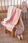 Fluffy Bebek Battaniyesi 80x100 Solid Pudra Kundak Puset Çift Taraflı Koyun Tüyü Battaniye 100x80 thumbnail 2