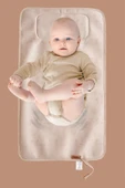 Anne Bebek Bakım Örtüsü Yenidoğan Alt Açma Değiştirme Solid Bej Organizer Pedi Minderi Çift Taraflı thumbnail 2