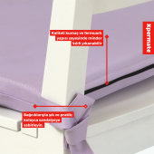 XPERMATE Sandalye Minderi Su İtici, UV-Güneş Dayanımı 40x40x4 Cm Sünger, Fermuar, Bağcıklı Lila - 3