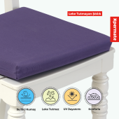 XPERMATE Sandalye Minderi Su İtici, UV-Güneş Dayanımı 40x40x4 Cm Sünger, Fermuar, Bağcıklı Mor - 2