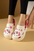Pembe Potin Yüksek Taban Jibbitzli Eva Comfort Kadın Sandalet DNZ224-24BejFuşya - 1