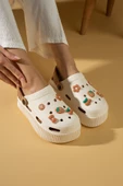 Pembe Potin Yüksek Taban Jibbitzli Eva Comfort Kadın Sandalet DNZ224-24BejVizon - 1