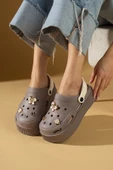 Pembe Potin Yüksek Taban Altın Tokalı Eva Comfort Kadın Sandalet DNZ225-24 - 3