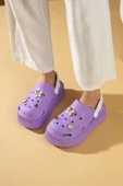 Pembe Potin Yüksek Taban Altın Tokalı Eva Comfort Kadın Sandalet DNZ225-24 - 5
